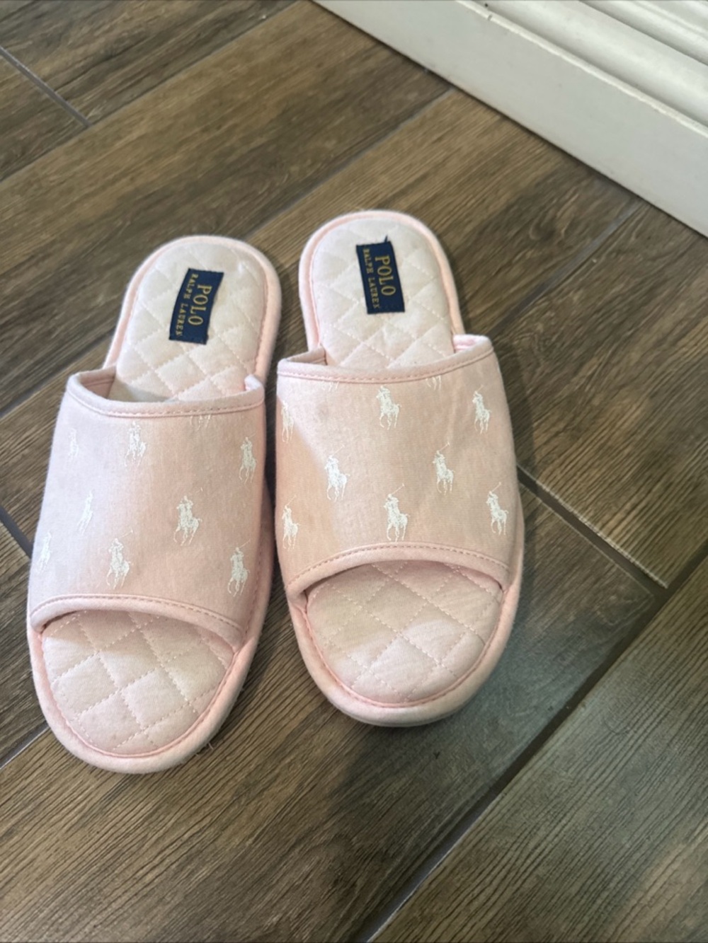 Polo Ralph Lauren Pink Pony Slippers Embroidered Women’s Memory Foam 9